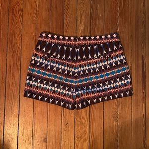 J. Crew, high- waisted patterned shorts, size 0